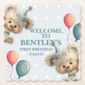 Blue Balloon Hedgehogs Celebration Untersetzer (Vorderseite)