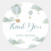 Blue Balloon Magic Gold Glitzer First Birthday Boy Runder Aufkleber (Vorderseite)