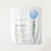 Blue Balloon Oh Boy Baby Dusche Begrüßungszeichen Wandteppich (Vorderseite)