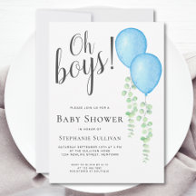 Blue Balloon Oh Boys Twins Baby Dusche