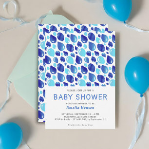 Blue Balloon Pattern Baby Boy Baby Dusche Einladung