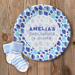 Blue Balloon Pattern Baby Girl Baby Dusche Pappteller