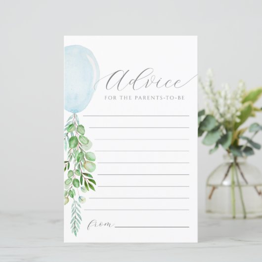 Blue Balloon Ratgeber wünscht Baby Card (Stehend Vorderseite)