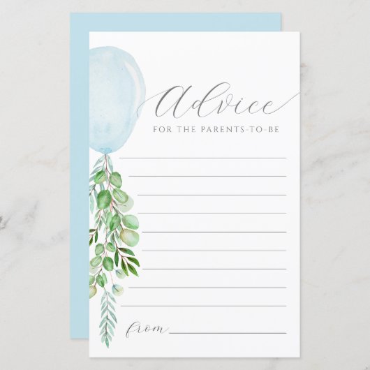 Blue Balloon Ratgeber wünscht Baby Card (Vorne/Hinten)