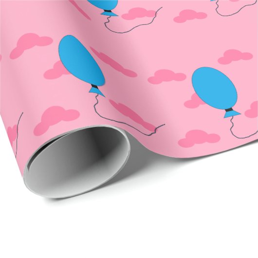 Blue Balloon Rising Geschenkpapier (Rolleneckpunkt)