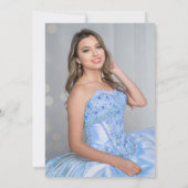 Blue Balloon Sparkle Quinceañera Foto Einladung (Rückseite)