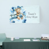 Blue Balloon Teddy Bear Airplane Boy Baby Dusche Banner (Messeveranstaltung)