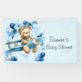 Blue Balloon Teddy Bear Airplane Boy Baby Dusche Banner (Horizontal)