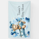 Blue Balloon Teddy Bear Airplane Boy Baby Dusche Banner (Vertikal)