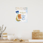 Blue Balloon Teddy Bear Baby Dusche Begrüßungszeic Poster (Küche)