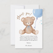 Blue Balloon Teddy Bear Baby Dusche Danke Karte (Vorderseite)