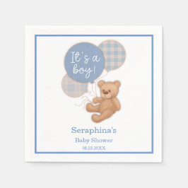 Blue Balloon Teddy Bear Baby Dusche Napkins Serviette