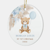 Blue Balloon Teddy Bear Baby First 1. Weihnachten Keramik Ornament (Links)
