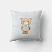 Blue Balloon Teddy Bear Boho Baby Boy Kinderzimmer Kissen (Rückseite)