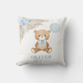 Blue Balloon Teddy Bear Boho Baby Boy Kinderzimmer Kissen (Vorderseite)