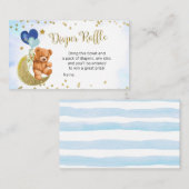 Blue Balloon Teddy Bear Diaper Raffle Begleitkarte (Vorne/Hinten)