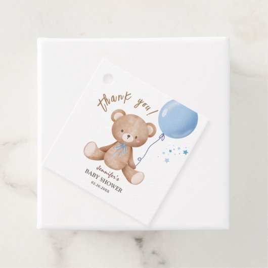 Blue Balloon Teddy Bear Theme | Boy Baby Dusche Geschenkanhänger (Beispiel)