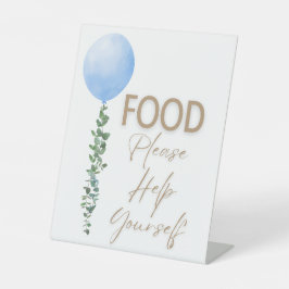 Blue Balloon Watercolor Boy Baby Shower Pedestal Sockelschild