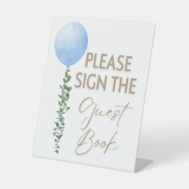 Blue Balloon Watercolor Boy Baby Shower Pedestal Sockelschild