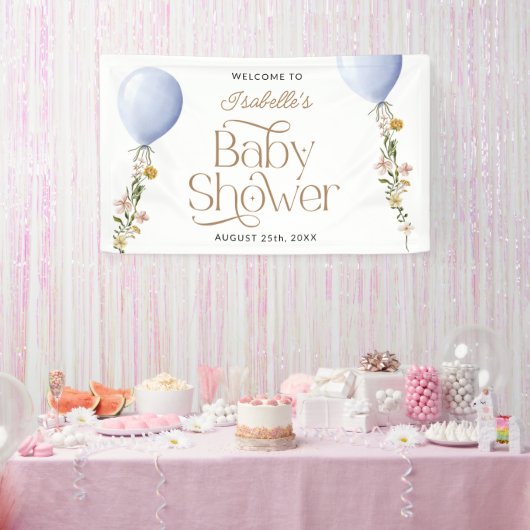Blue Balloon Wildblume Baby Dusche Willkommen Banner (Party)