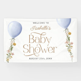 Blue Balloon Wildblume Baby Dusche Willkommen Banner