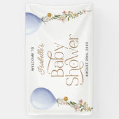 Blue Balloon Wildblume Baby Dusche Willkommen Banner (Vertikal)