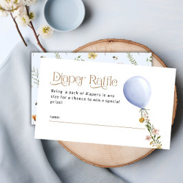 Blue Balloon Wildblume Diaper Raffle Baby Dusche Begleitkarte