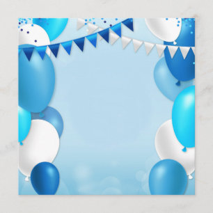 Blue balloons and party flags einladung