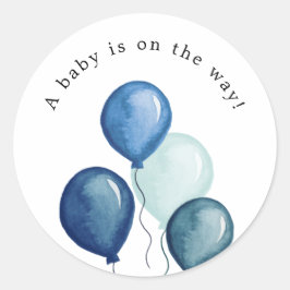 Blue Balloons Baby Dusche Rundsticker Runder Aufkleber