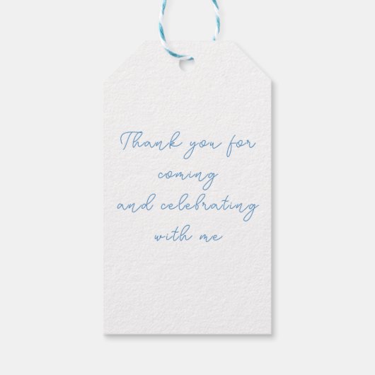 Blue Balloons Baby Dusche Vielen Dank für Ihr Inte Geschenkanhänger (Rückseite)