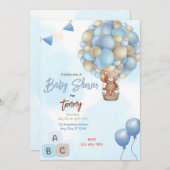 Blue Balloons Baby Shower Einladung (Vorne/Hinten)