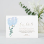Blue Balloons Baby Shower Finder Details Karte (Stehend Vorderseite)