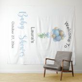 Blue Balloons Baby Shower Wandteppich (Beispiel (Horizontal))