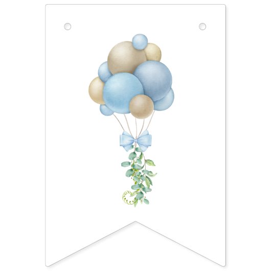 Blue Balloons Baby Shower Wimpelkette (Zweite Fahne)