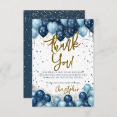 Blue Balloons Birthday Dankeskarte (Vorne/Hinten)