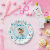 Blue Balloons Birthday Foto Pappteller (Party)