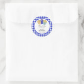 Blue Balloons & Blue Gingham Vielen Dank Runder Aufkleber (Tasche)