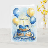 Blue Balloons Blueberry Boy Name Karte (Gelbe Blume)