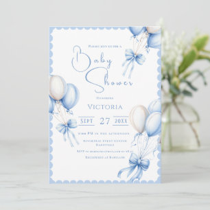 Blue Balloons Boy Baby Dusche Einladung