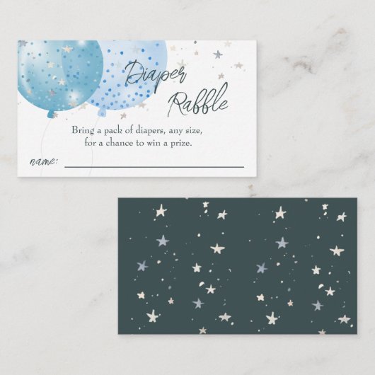 Blue Balloons Boy Baby Dusche Windeln Anfrage Begleitkarte (Vorne/Hinten)