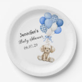 Blue Balloons Boy Baby Shower Paper Plate Pappteller (Vorderseite)