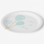 Blue Balloons Boy Baby Shower Pappteller (Schrägansicht)