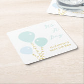 Blue Balloons Boy Baby Shower Rechteckiger Pappuntersetzer (angewinkelt)