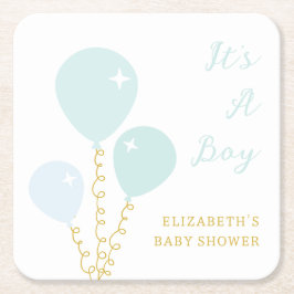 Blue Balloons Boy Baby Shower Rechteckiger Pappuntersetzer