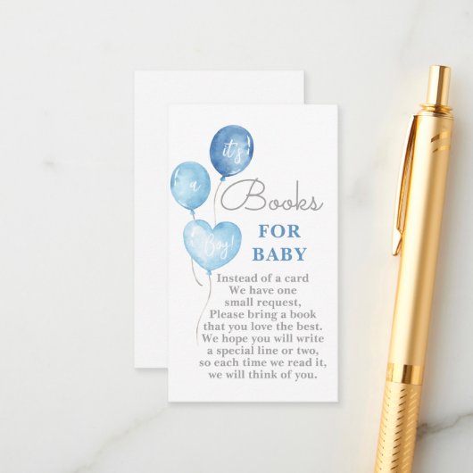 Blue Balloons Bücher für Baby Boy Card Begleitkarte (Vorderseite/Rückseite Beispiel)