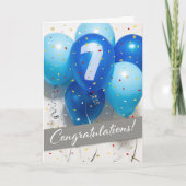 Blue Balloons Card Angestellter 7. Jahrestag Karte (Vorderseite)