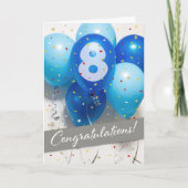 Blue Balloons Card des Mitarbeiters 8. Jubiläums Karte (Vorderseite)