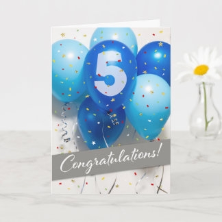 Blue Balloons Card für Angestellte 5. Jahrestag Karte