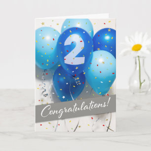 Blue Balloons Card für Mitarbeiter 2. Jubiläum Karte
