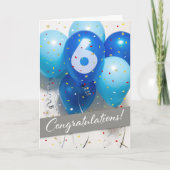 Blue Balloons Card für Mitarbeiter 6 Jahre Karte (Vorderseite)